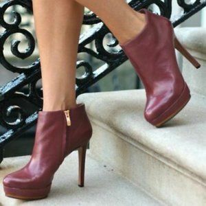Vince Camuto Wine Red Leather Dira Booties
